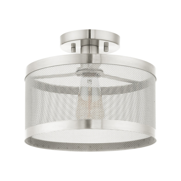 Livex Lighting 46216-91 One Light Semi Flush Mount, Brushed Nickel