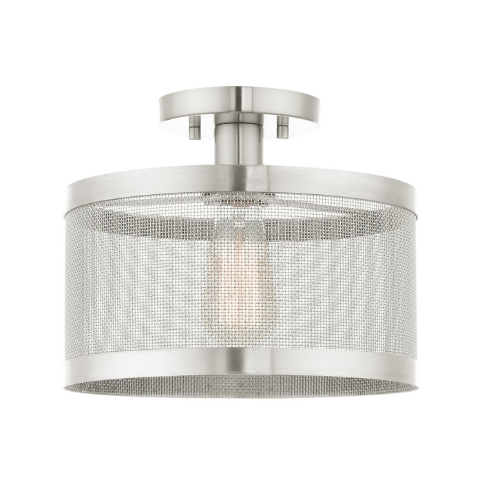 Livex Lighting 46216-91 One Light Semi Flush Mount, Brushed Nickel