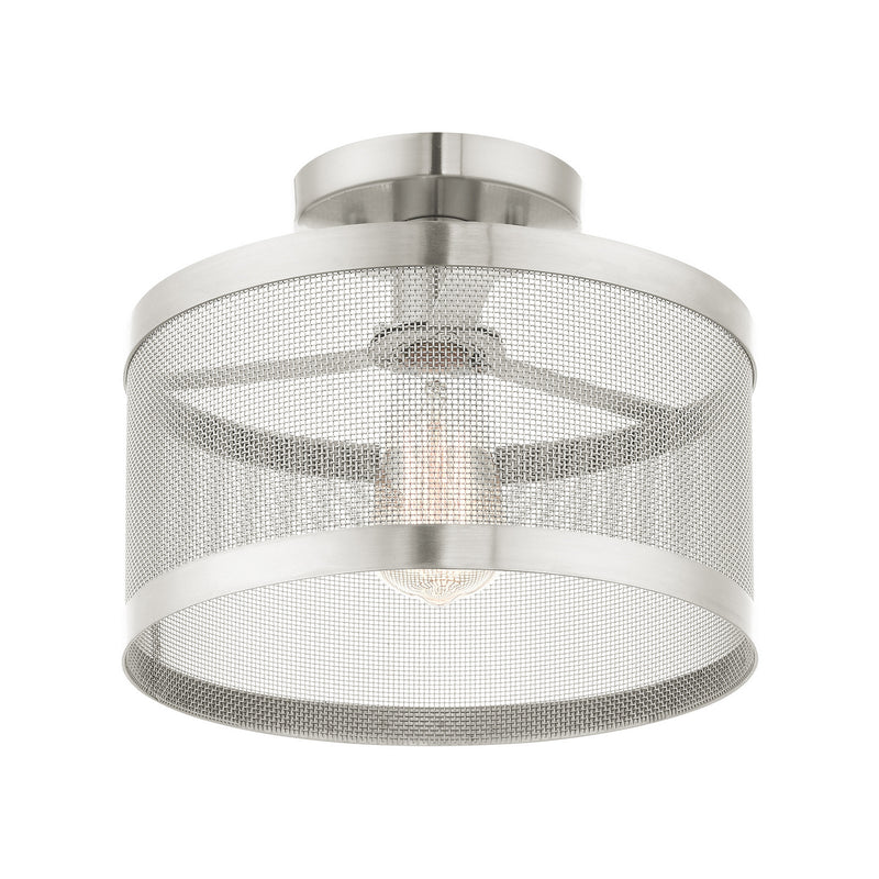 Livex Lighting 46216-91 One Light Semi Flush Mount, Brushed Nickel