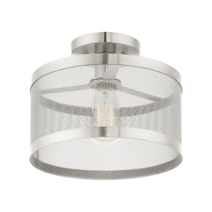 Livex Lighting 46216-91 One Light Semi Flush Mount, Brushed Nickel