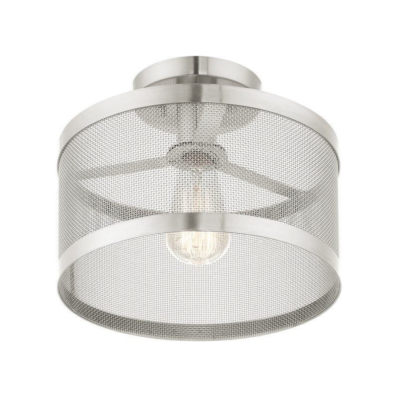 Livex Lighting 46216-91 One Light Semi Flush Mount, Brushed Nickel