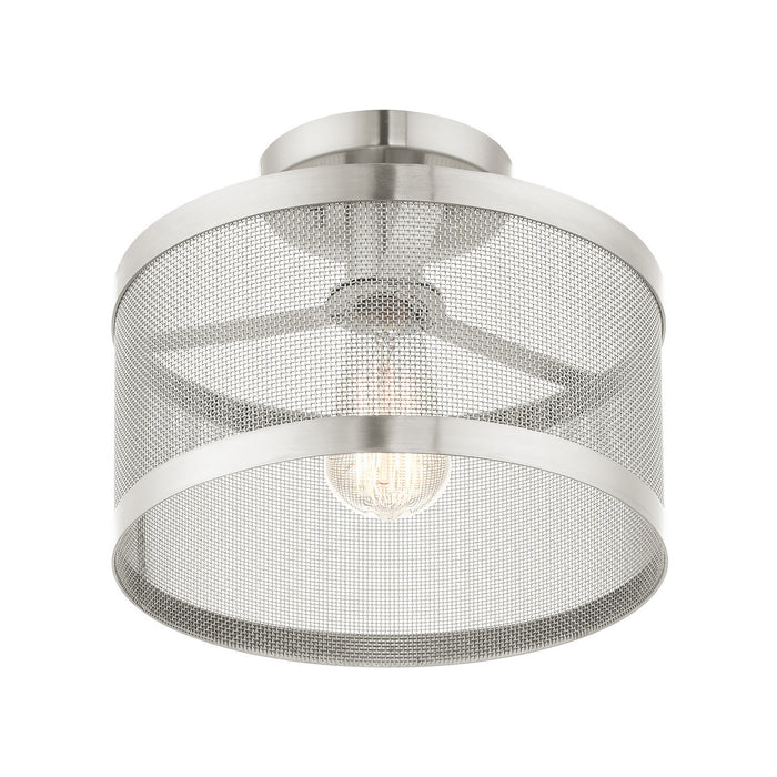 Livex Lighting 46216-91 One Light Semi Flush Mount, Brushed Nickel