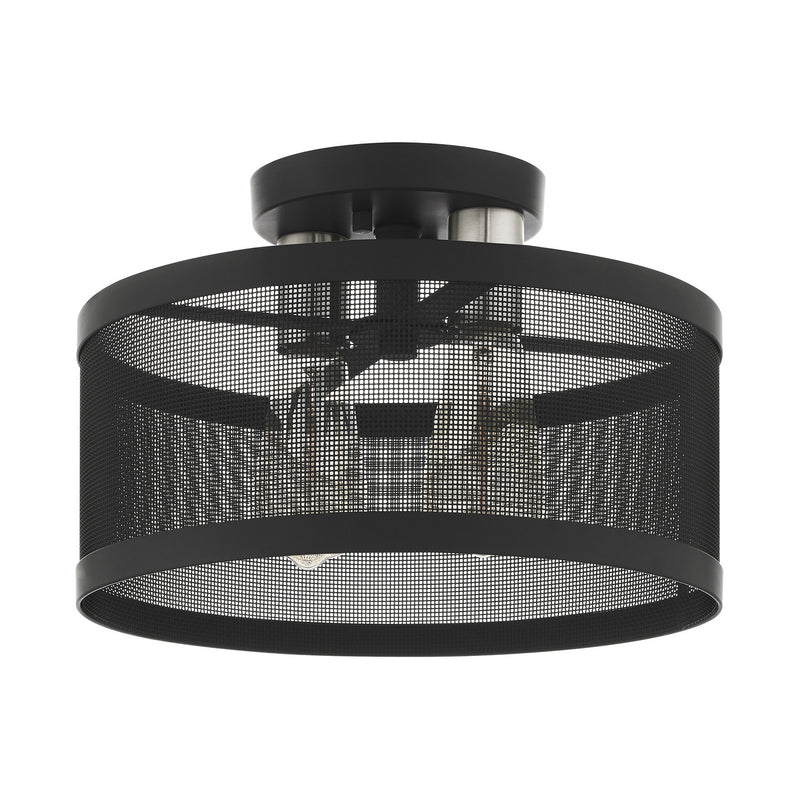 Livex Lighting 46217-04 Two Light Semi Flush Mount, Black w/ Brushed Nickels