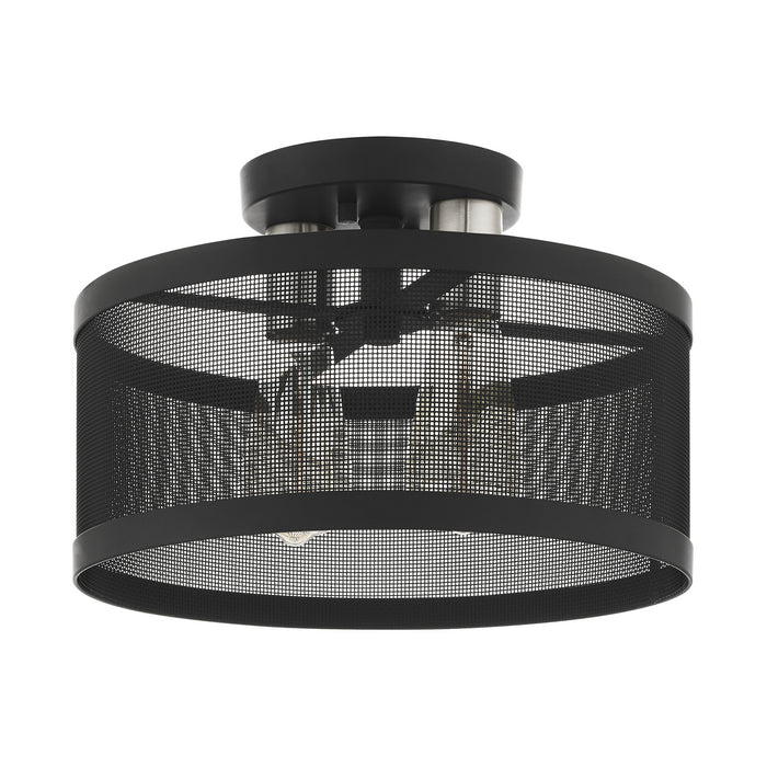 Livex Lighting 46217-04 Two Light Semi Flush Mount, Black w/ Brushed Nickels