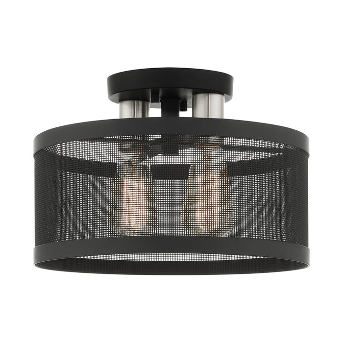 Livex Lighting 46217-04 Two Light Semi Flush Mount, Black w/ Brushed Nickels