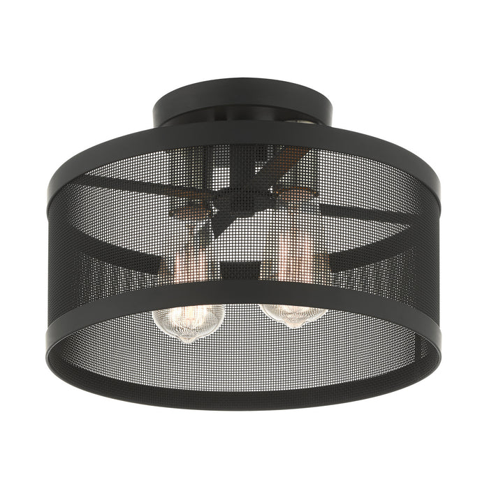 Livex Lighting 46217-04 Two Light Semi Flush Mount, Black w/ Brushed Nickels