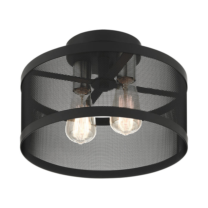 Livex Lighting 46217-04 Two Light Semi Flush Mount, Black w/ Brushed Nickels