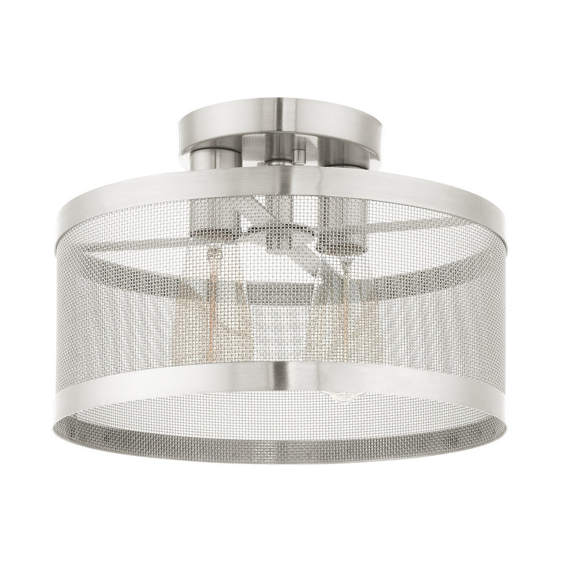 Livex Lighting 46217-91 Two Light Semi Flush Mount, Brushed Nickel