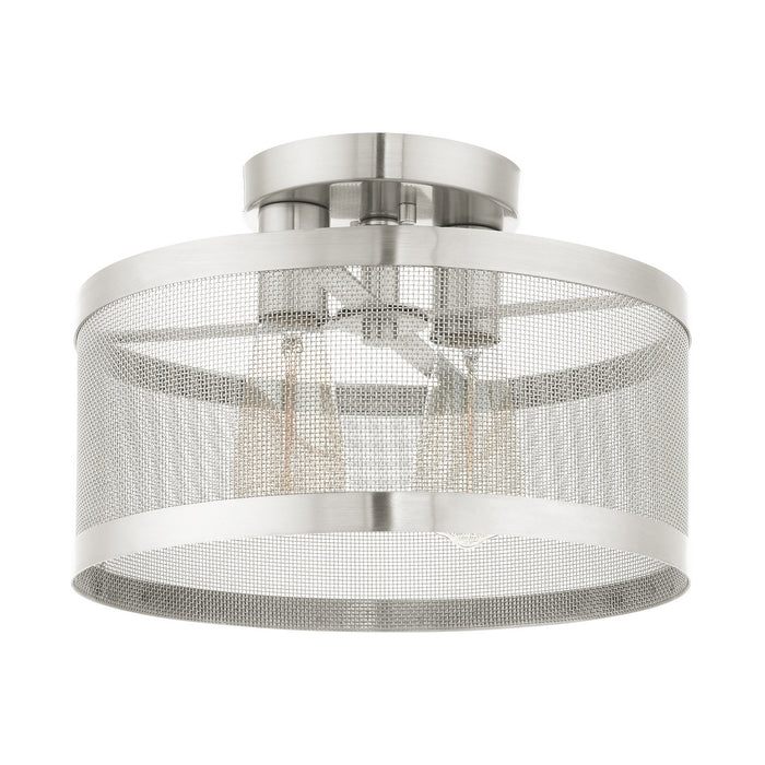 Livex Lighting 46217-91 Two Light Semi Flush Mount, Brushed Nickel