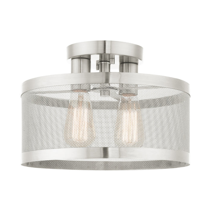 Livex Lighting 46217-91 Two Light Semi Flush Mount, Brushed Nickel
