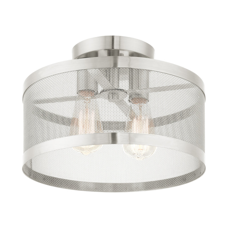 Livex Lighting 46217-91 Two Light Semi Flush Mount, Brushed Nickel