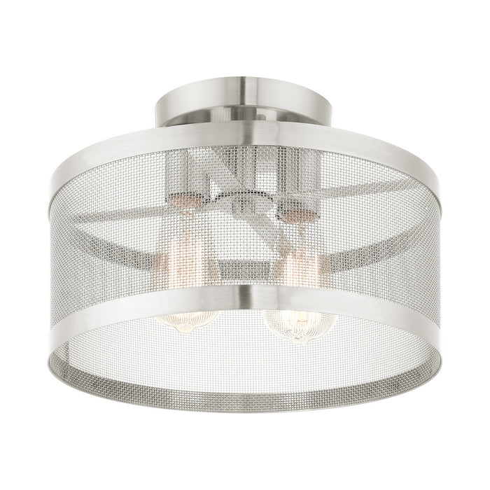 Livex Lighting 46217-91 Two Light Semi Flush Mount, Brushed Nickel