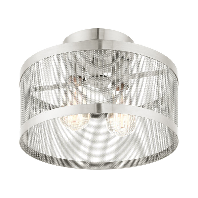 Livex Lighting 46217-91 Two Light Semi Flush Mount, Brushed Nickel