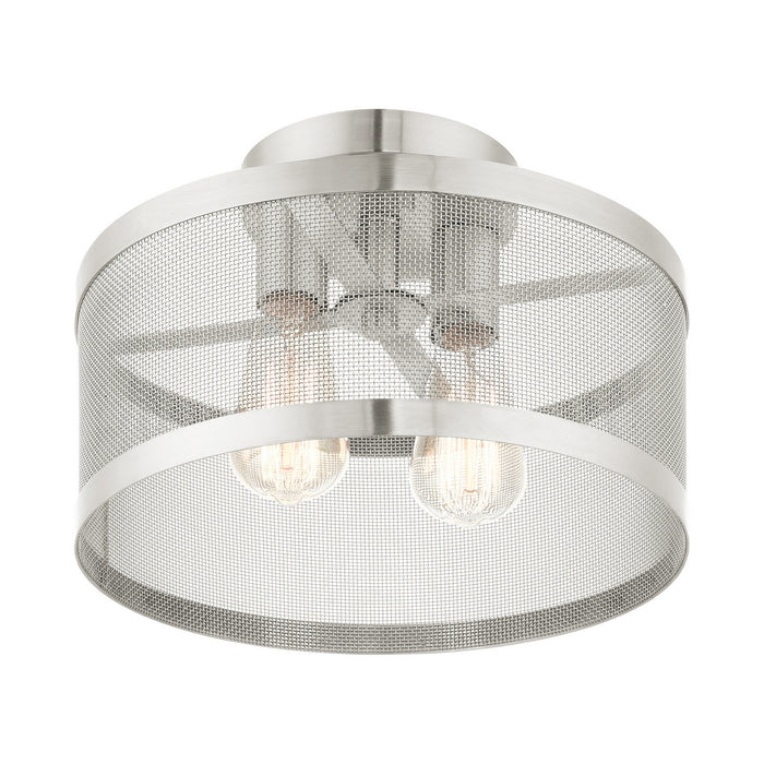 Livex Lighting 46217-91 Two Light Semi Flush Mount, Brushed Nickel
