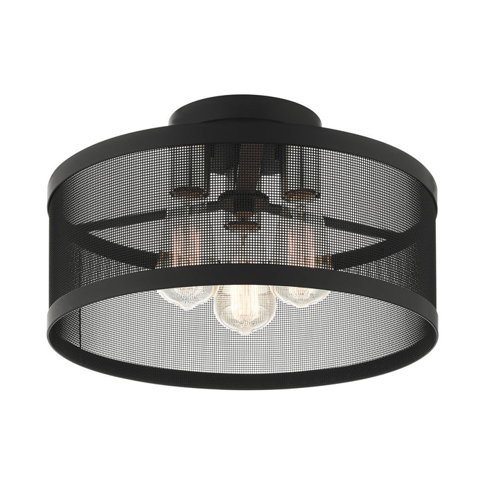 Livex Lighting 46218-04 Three Light Semi Flush Mount, Black w/ Brushed Nickels