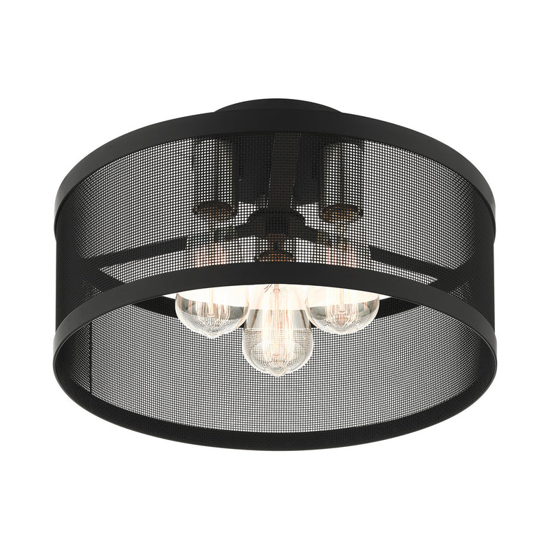 Livex Lighting 46218-04 Three Light Semi Flush Mount, Black w/ Brushed Nickels