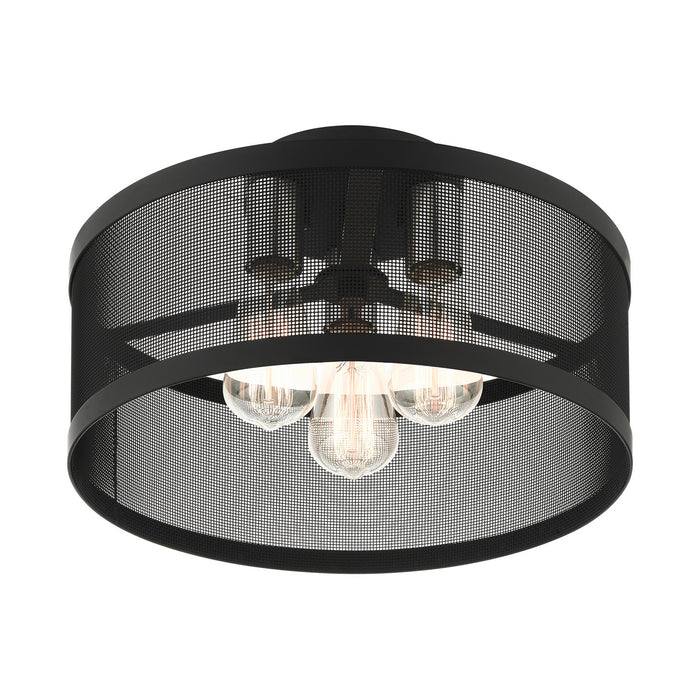 Livex Lighting 46218-04 Three Light Semi Flush Mount, Black w/ Brushed Nickels