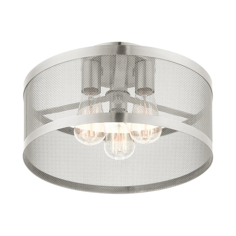 Livex Lighting 46218-91 Three Light Semi Flush Mount, Brushed Nickel