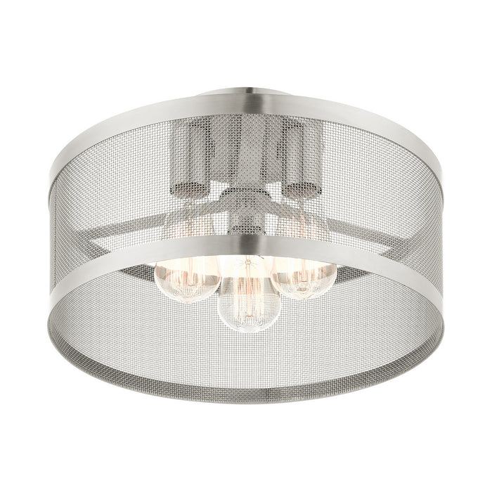Livex Lighting 46218-91 Three Light Semi Flush Mount, Brushed Nickel