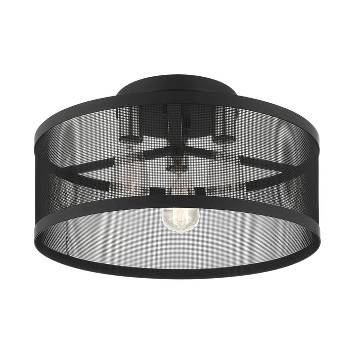 Livex Lighting 46219-04 Three Light Semi Flush Mount, Black w/ Brushed Nickels