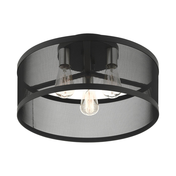 Livex Lighting 46219-04 Three Light Semi Flush Mount, Black w/ Brushed Nickels
