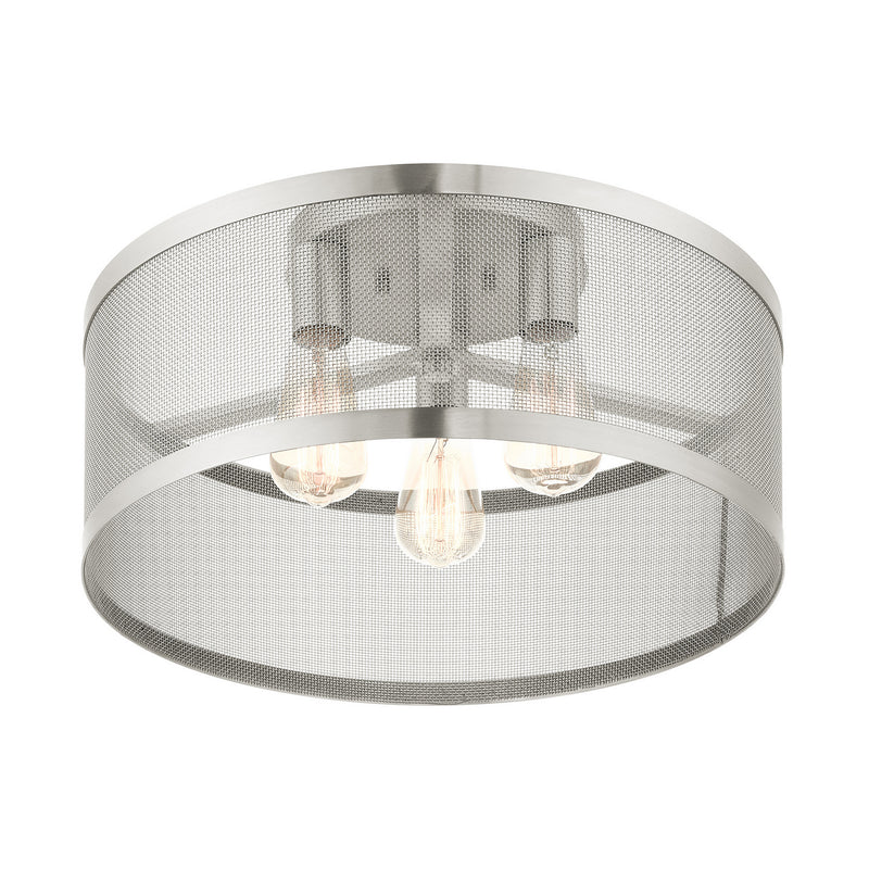 Livex Lighting 46219-91 Three Light Semi Flush Mount, Brushed Nickel