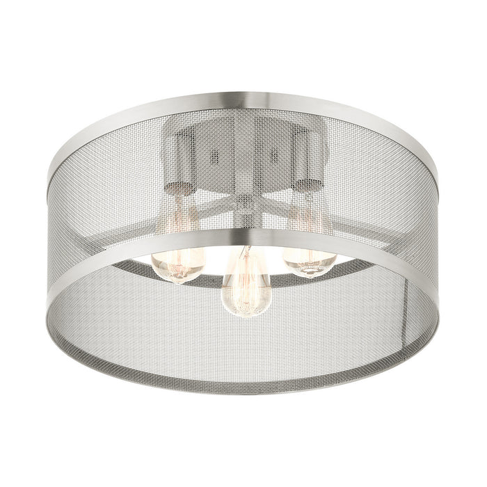 Livex Lighting 46219-91 Three Light Semi Flush Mount, Brushed Nickel
