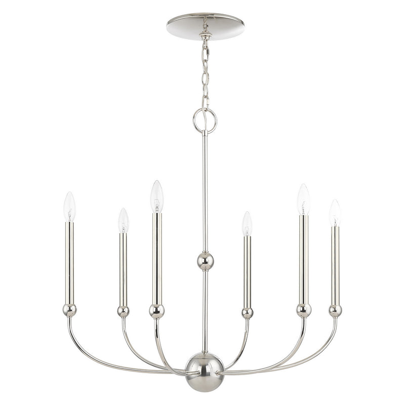Livex Lighting 46316-35 Six Light Chandelier, Polished Nickel
