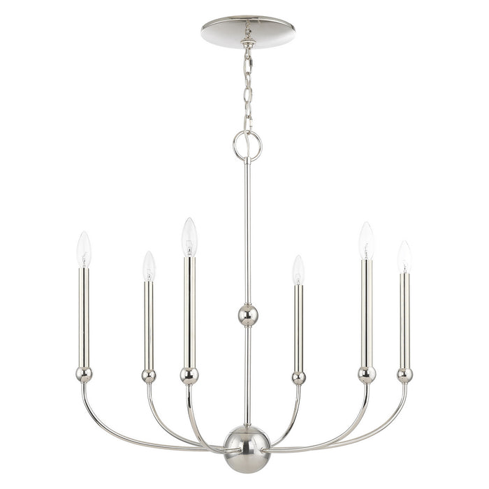 Livex Lighting 46316-35 Six Light Chandelier, Polished Nickel