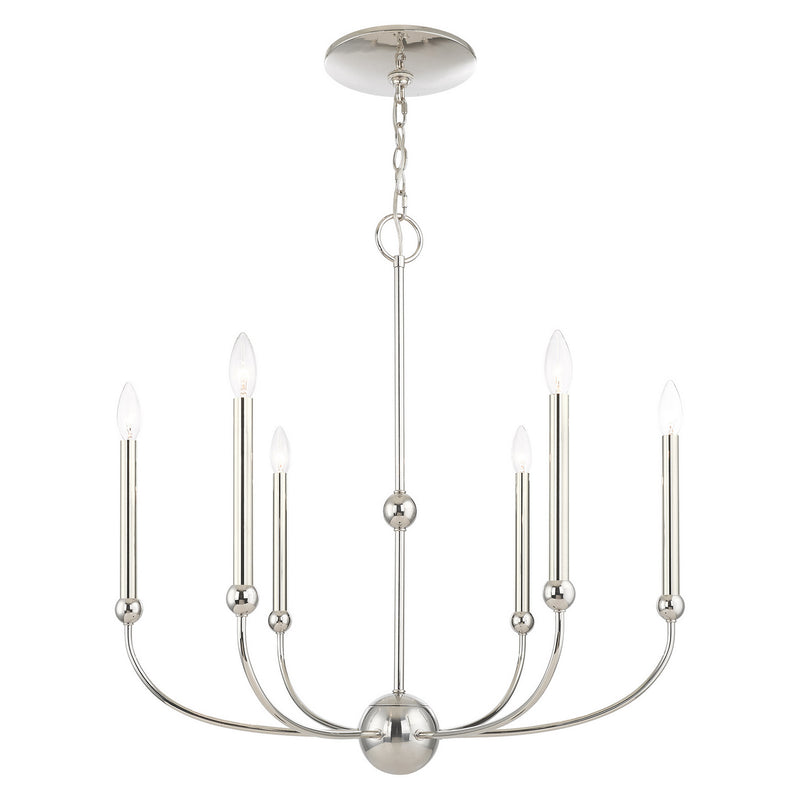 Livex Lighting 46316-35 Six Light Chandelier, Polished Nickel