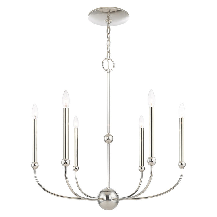 Livex Lighting 46316-35 Six Light Chandelier, Polished Nickel