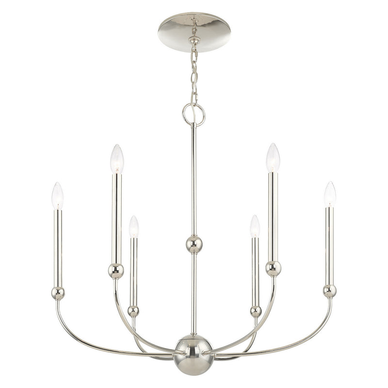 Livex Lighting 46316-35 Six Light Chandelier, Polished Nickel