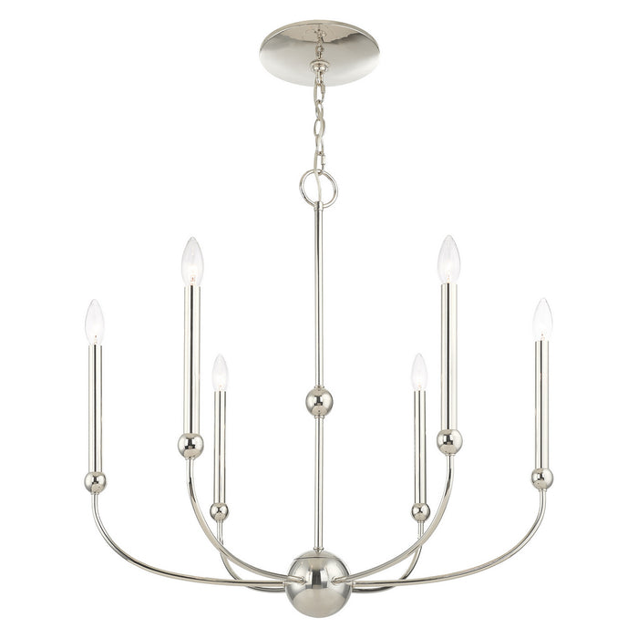 Livex Lighting 46316-35 Six Light Chandelier, Polished Nickel