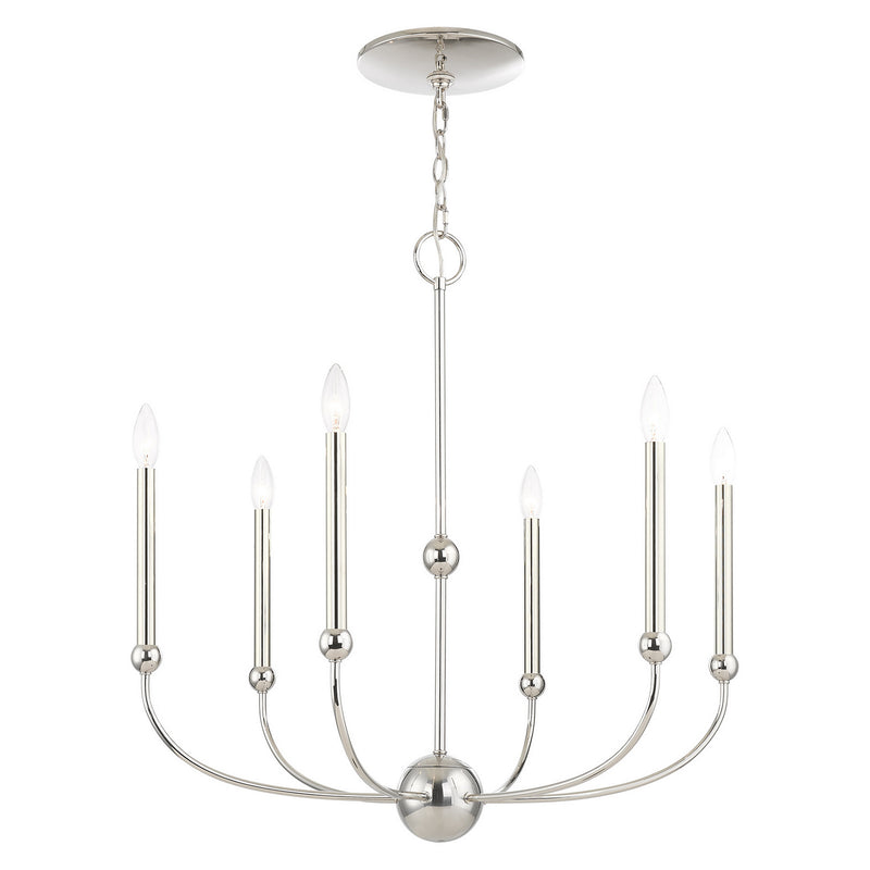 Livex Lighting 46316-35 Six Light Chandelier, Polished Nickel
