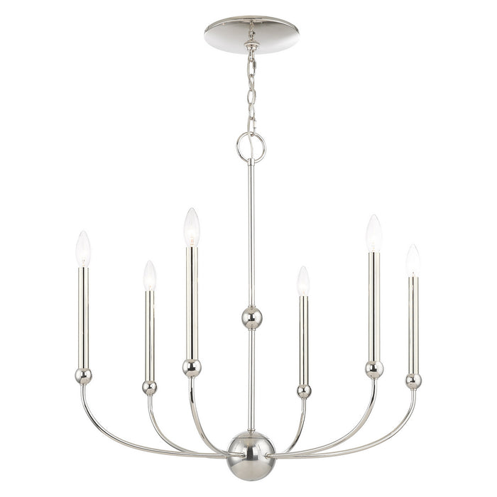 Livex Lighting 46316-35 Six Light Chandelier, Polished Nickel