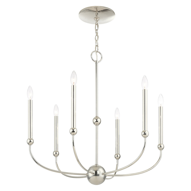 Livex Lighting 46316-35 Six Light Chandelier, Polished Nickel