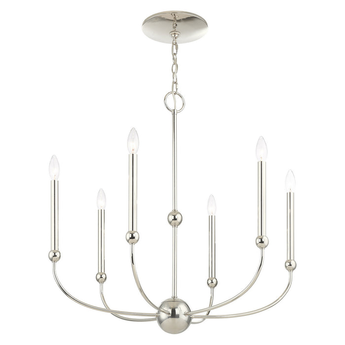 Livex Lighting 46316-35 Six Light Chandelier, Polished Nickel
