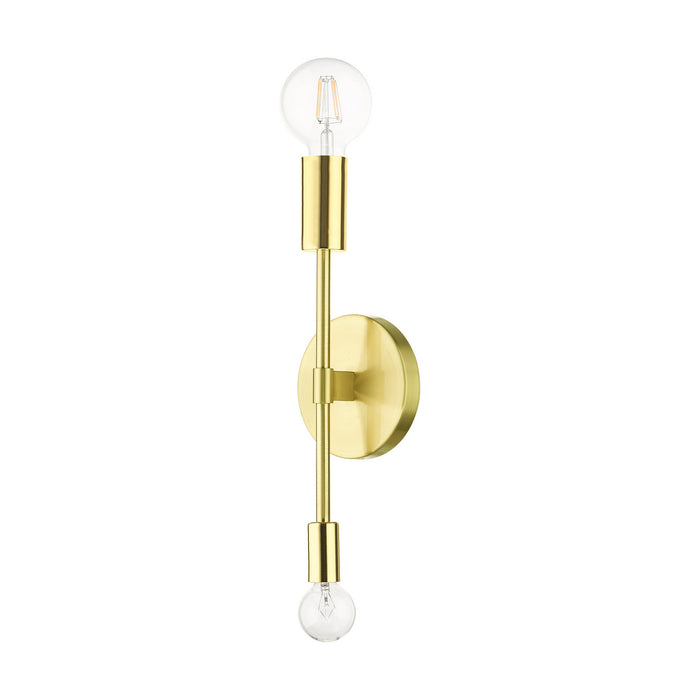 Livex Lighting 46438-12 Two Light Wall Sconce, Satin Brass w/ Polished Brasss