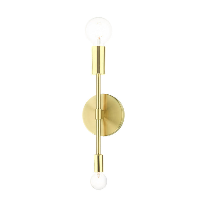Livex Lighting 46438-12 Two Light Wall Sconce, Satin Brass w/ Polished Brasss