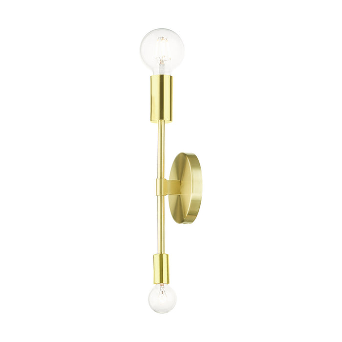 Livex Lighting 46438-12 Two Light Wall Sconce, Satin Brass w/ Polished Brasss