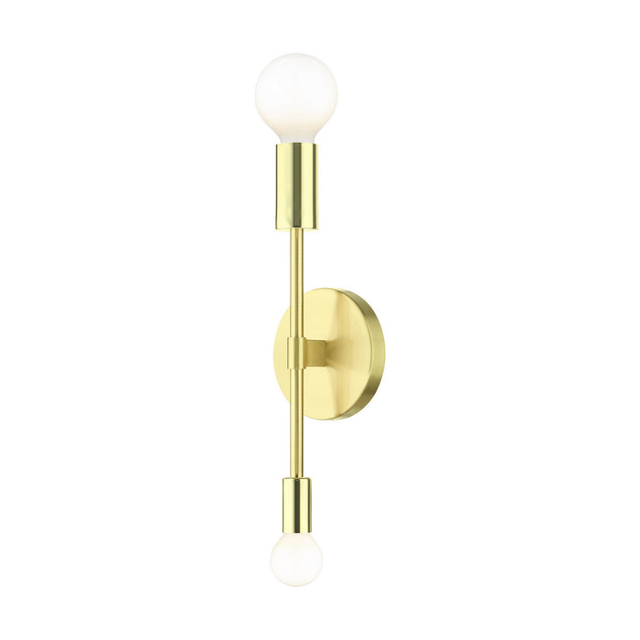 Livex Lighting 46438-12 Two Light Wall Sconce, Satin Brass w/ Polished Brasss