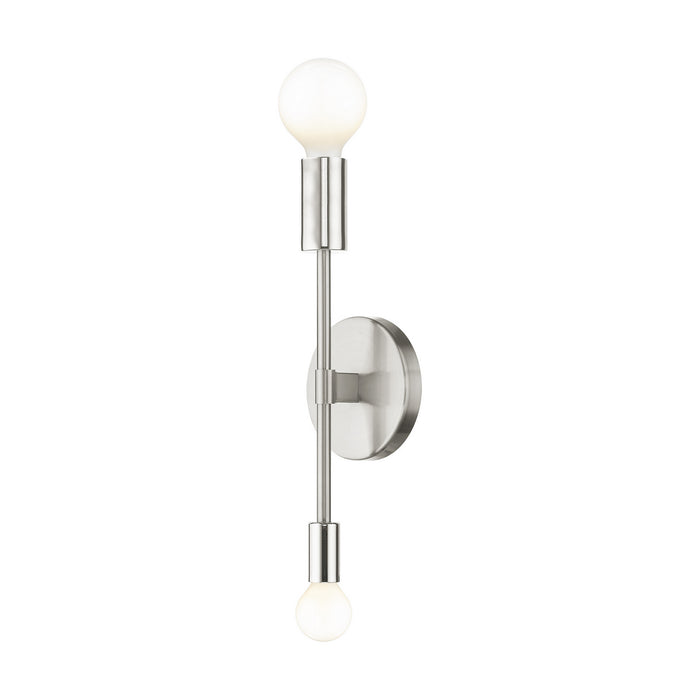 Livex Lighting 46438-91 Two Light Wall Sconce, Brushed Nickel w/ Polished Nickels