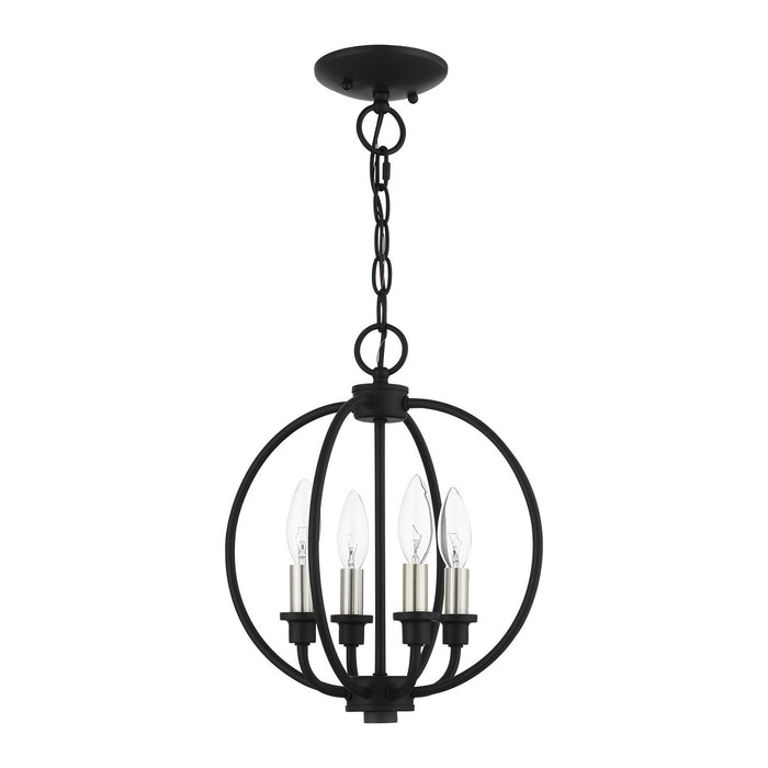 Livex Lighting 4664-04 Four Light Convertible Semi Flush/Chandelier, Black w/ Brushed Nickels