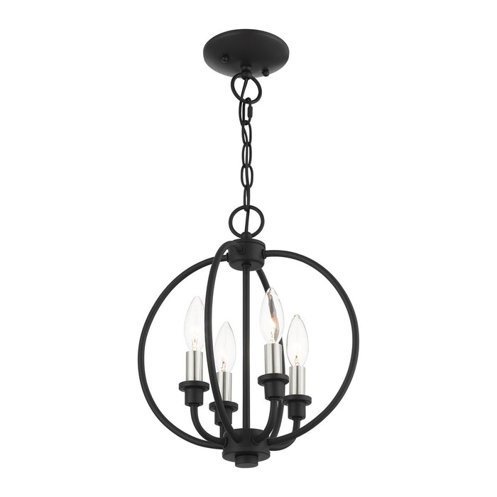 Livex Lighting 4664-04 Four Light Convertible Semi Flush/Chandelier, Black w/ Brushed Nickels