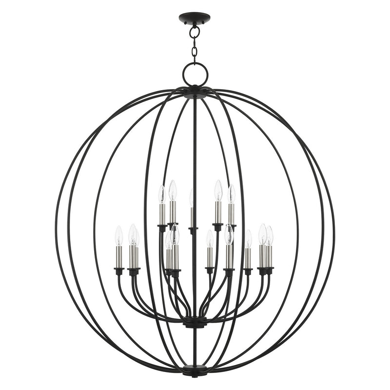 Livex Lighting 46690-04 15 Light Chandelier, Black w/ Brushed Nickels
