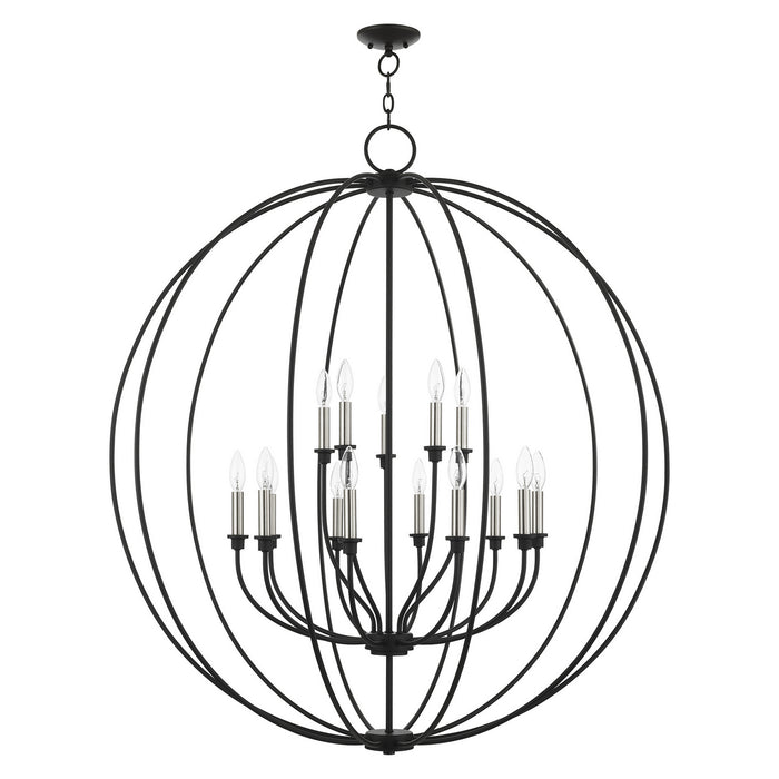 Livex Lighting 46690-04 15 Light Chandelier, Black w/ Brushed Nickels