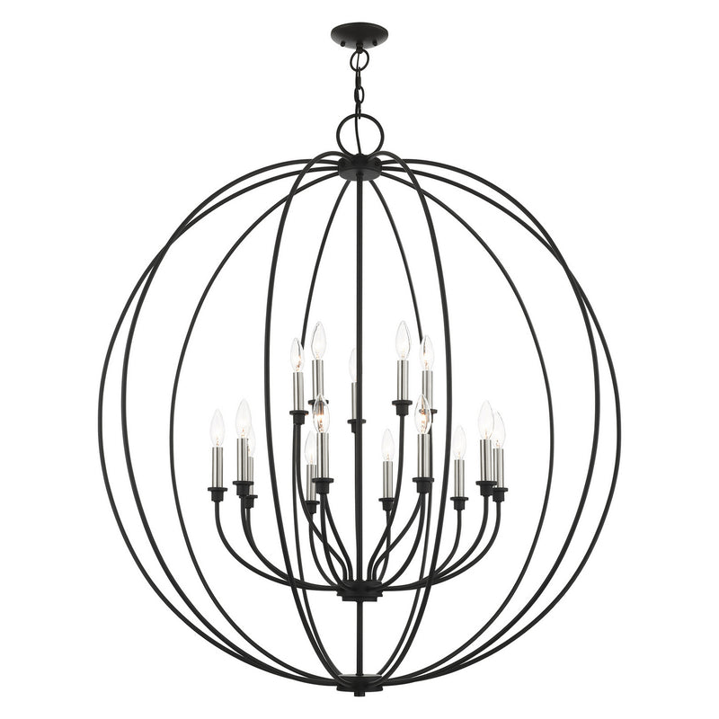 Livex Lighting 46690-04 15 Light Chandelier, Black w/ Brushed Nickels