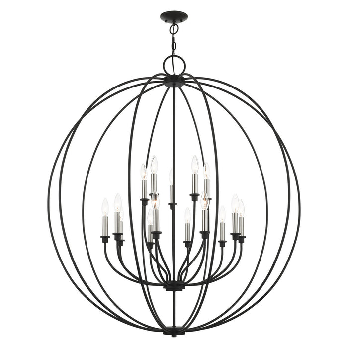 Livex Lighting 46690-04 15 Light Chandelier, Black w/ Brushed Nickels