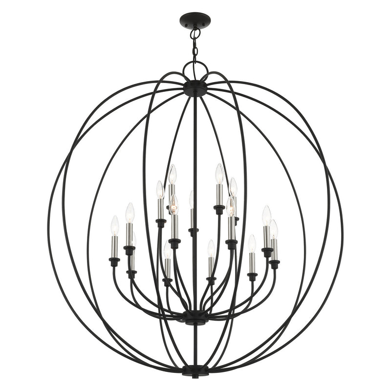Livex Lighting 46690-04 15 Light Chandelier, Black w/ Brushed Nickels