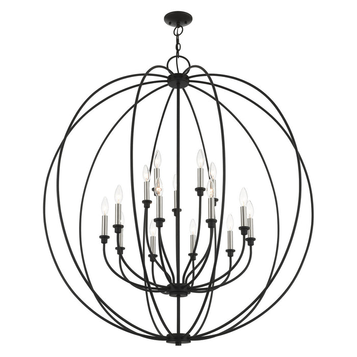 Livex Lighting 46690-04 15 Light Chandelier, Black w/ Brushed Nickels